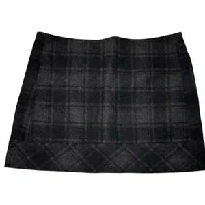 WILLI SMITH size 12 Gray/Black PLAID mod trendy fall winter wool mini skirt EUC